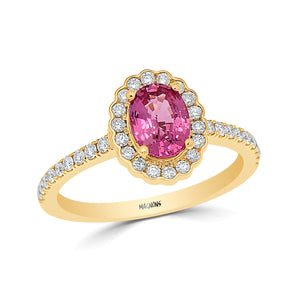 1CT Pink sapphire diamond engagement ring/ Natural pink gemstone ring/genuine pink sapphire diamond ring 18K rose gold