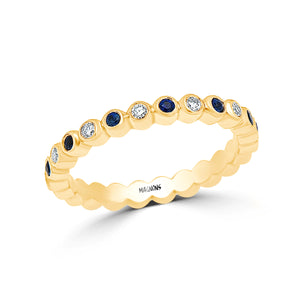 0.25CT Blue sapphire & 0.35CT diamond wedding band eternity/genuine blue sapphire diamond wedding jewellery 18K white gold