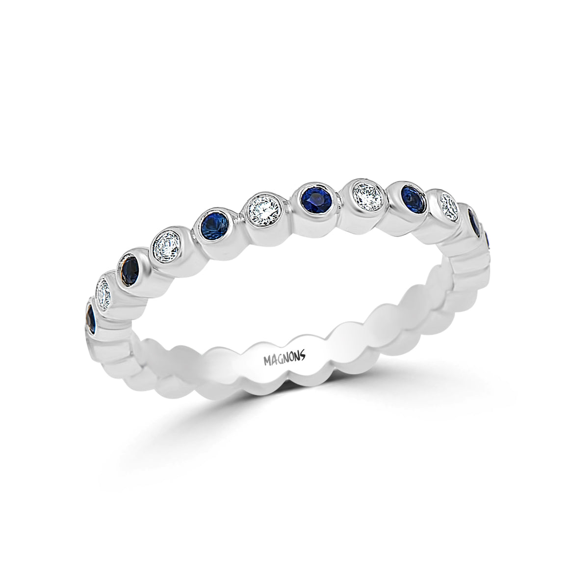 0.25CT Blue sapphire & 0.35CT diamond wedding band eternity/genuine blue sapphire diamond wedding jewellery 18K white gold