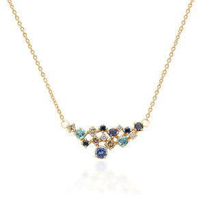 Cluster Gemstone & Diamond necklace Sapphire ladies necklace
