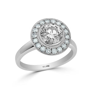 1CT Engagement Diamond ring 18K white gold 0.50ct small diamonds size 6