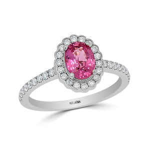 1CT Pink sapphire diamond engagement ring/ Natural pink gemstone ring/genuine pink sapphire diamond ring 18K rose gold